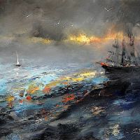 abstrakcja obrazy olejne statek widmo marynistyka