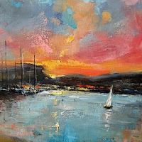 marynistyka nowoczesne malarstwo olej na płótnie zachód słońca