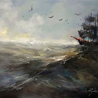 obraz olejny marynistyka statek widmo