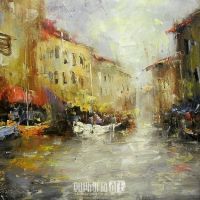 sprzedaż obrazów olejnych kolorowe łodzie